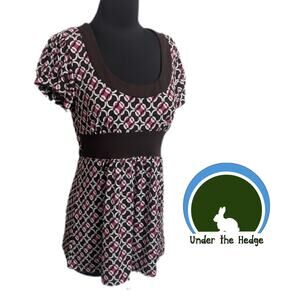 Y2K Speechless Brown Pink Cap Sleeve Babydoll Top Medium A3 Fairy Grunge